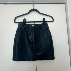 Aritzia Black Leather Mini Skirt Size 0
